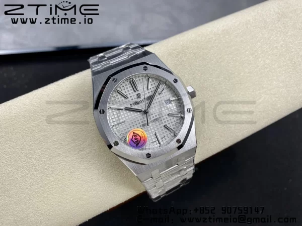 AP Royal Oak 41mm 15400 SS APSF 1:1 Best Edition White Textured Dial on SS Bracelet SA3120 Super Clone V3 - Super Clone Watch | 1:1 Best Version