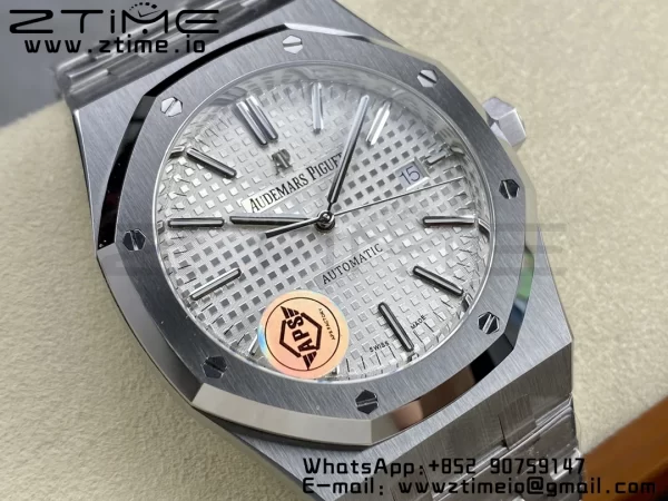 AP Royal Oak 41mm 15400 SS APSF 1:1 Best Edition White Textured Dial on SS Bracelet SA3120 Super Clone V3 - Super Clone Watch | 1:1 Best Version