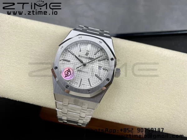 AP Royal Oak 41mm 15400 SS APSF 1:1 Best Edition White Textured Dial on SS Bracelet SA3120 Super Clone V3 - Super Clone Watch | 1:1 Best Version