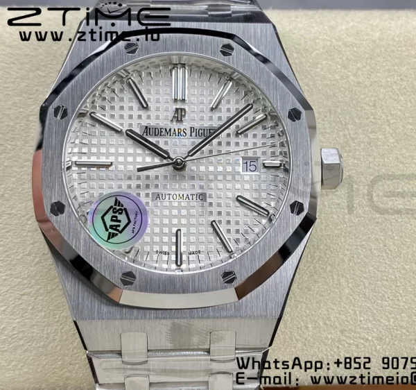 AP Royal Oak 41mm 15400 SS APSF 1:1 Best Edition White Textured Dial on SS Bracelet SA3120 Super Clone V3 - Super Clone Watch | 1:1 Best Version