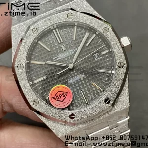 AP Royal Oak 41mm 15410 Frosted SS APSF 1:1 Best Edition Gray Textured Dial on SS Bracelet SA3120 Super Clone V3 - Super Clone Watch | 1:1 Best Version