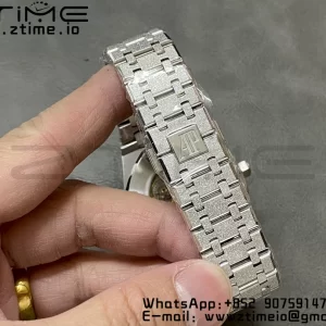 AP Royal Oak 37mm 15454 Frosted SS APSF 1:1 Best Edition Gray Textured Dial on Frosted SS Bracelet SA3120 Super Clone V2 - Super Clone Watch | 1:1 Best Version
