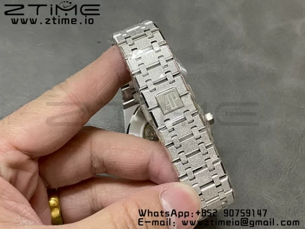 AP Royal Oak 41mm 15410 Frosted SS APSF 1:1 Best Edition Cadran gris texturé sur bracelet SS SA3120 Super Clone V3 - Super Clone Watch | 1:1 Best Version