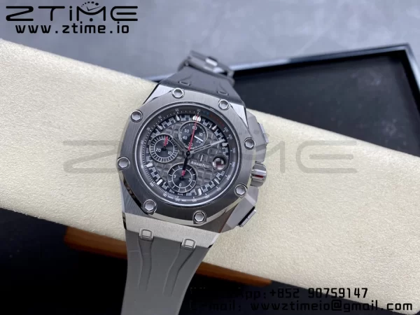AP Royal Oak Offshore Schumacher SS APF Best Edition Gray/Black Dial on Gray Rubber Strap A3126 - Super Clone Watch | 1:1 Best Version