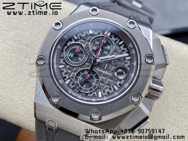 AP Royal Oak Offshore Schumacher SS APF Best Edition Gray/Black Dial on Gray Rubber Strap A3126 - Super Clone Watch | 1:1 Best Version
