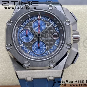 AP Royal Oak Offshore Schumacher SS APF Best Edition Gray/Blue Dial on Blue Rubber Strap A3126 - Super Clone Watch | 1:1 Best Version
