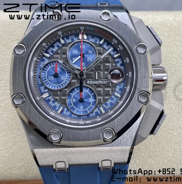 AP Royal Oak Offshore Schumacher SS APF Best Edition Gray/Blue Dial on Blue Rubber Strap A3126 - Super Clone Watch | 1:1 Best Version