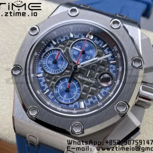 AP Royal Oak Offshore Schumacher SS APF Best Edition Gray/Blue Dial on Blue Rubber Strap A3126 - Super Clone Watch | 1:1 Best Version