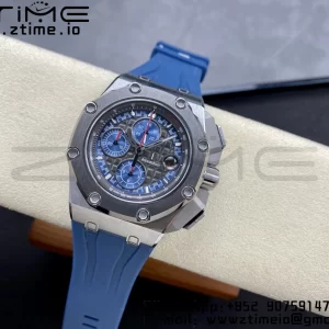 AP Royal Oak Offshore Schumacher SS APF Best Edition Gray/Blue Dial on Blue Rubber Strap A3126 - Super Clone Watch | 1:1 Best Version