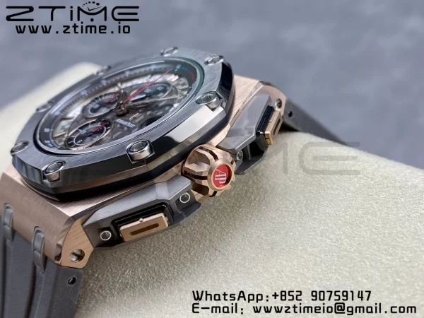 AP Royal Oak Offshore Schumacher RG APF Best Edition Gray/Black Dial on Gray Rubber Strap A3126 - Super Clone Watch | 1:1 Best Version