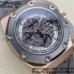 AP Royal Oak Offshore Schumacher RG APF Best Edition Gray/Black Dial on Gray Rubber Strap A3126 - Super Clone Watch | 1:1 Best Version