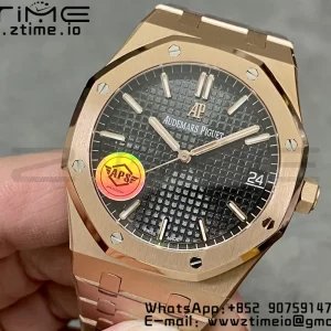 AP Royal Oak 41mm 15500 RG APSF 1:1 Best Edition Black Textured Dial on RG Bracelet SA4302 Super Clone V3 - Super Clone Watch | 1:1 Best Version
