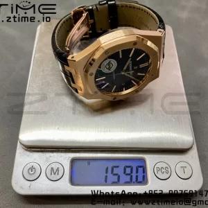 Audemars Piguet Royal Oak 41mm 15400 RG APSF 1:1 Best Edition Blue Dial on Black Leather Strap SA3120 Super Clone V4 (Gain Weight) 157g - Super Clone Watch | 1:1 Best Version