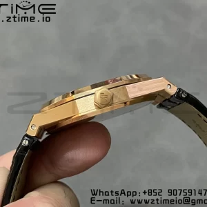 Audemars Piguet Royal Oak 41mm 15400 RG APSF 1:1 Best Edition Black Dial on Black Leather Strap SA3120 Super Clone V4 (Gain Weight) 157g - Super Clone Watch | 1:1 Best Version