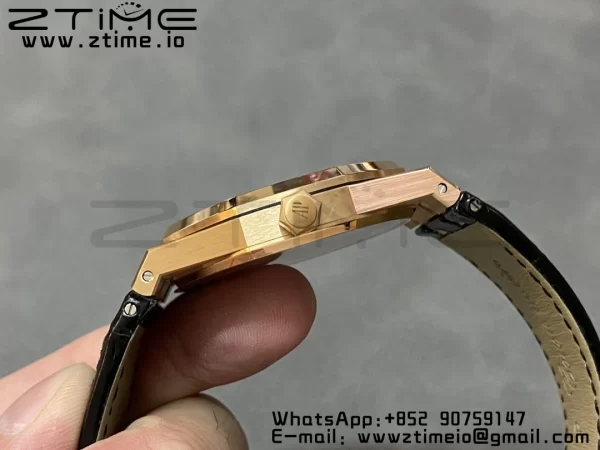 Audemars Piguet Royal Oak 41mm 15400 RG APSF 1:1 Best Edition Black Dial on Black Leather Strap SA3120 Super Clone V4 (Gain Weight) 157g - Super Clone Watch | 1:1 Best Version