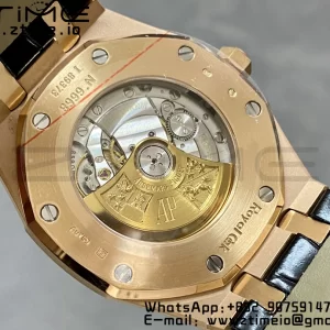 Audemars Piguet Royal Oak 41mm 15400 RG APSF 1:1 Best Edition Black Dial on Black Leather Strap SA3120 Super Clone V4 (Gain Weight) 157g - Super Clone Watch | 1:1 Best Version