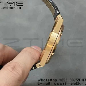 Audemars Piguet Royal Oak 41mm 15400 RG APSF 1:1 Best Edition Black Dial on Black Leather Strap SA3120 Super Clone V4 (Gain Weight) 157g - Super Clone Watch | 1:1 Best Version