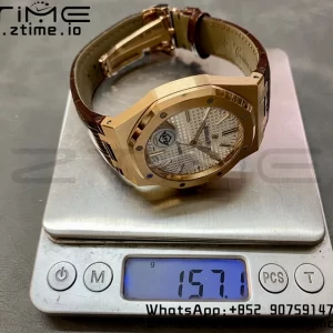 Audemars Piguet Royal Oak 41mm 15400 RG APSF 1:1 Best Edition White Dial on Brown Leather Strap SA3120 Super Clone V4 (Gain Weight) 157g - Super Clone Watch | 1:1 Best Version
