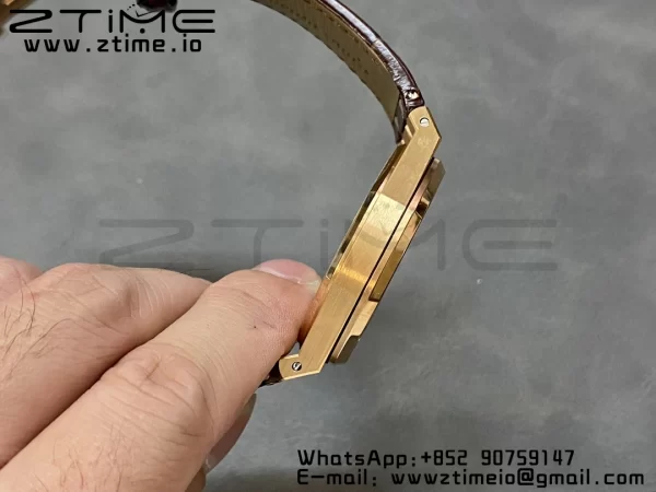 Audemars Piguet Royal Oak 41mm 15400 RG APSF 1:1 Best Edition White Dial on Brown Leather Strap SA3120 Super Clone V4 (Gain Weight) 157g - Super Clone Watch | 1:1 Best Version
