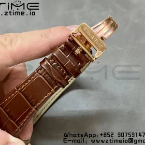 Audemars Piguet Royal Oak 41mm 15400 RG APSF 1:1 Best Edition White Dial on Brown Leather Strap SA3120 Super Clone V4 (Gain Weight) 157g - Super Clone Watch | 1:1 Best Version