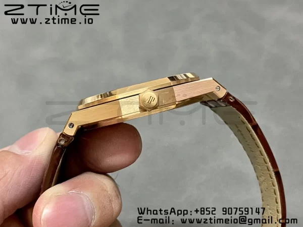 Audemars Piguet Royal Oak 41mm 15400 RG APSF 1:1 Best Edition White Dial on Brown Leather Strap SA3120 Super Clone V4 (Gain Weight) 157g - Super Clone Watch | 1:1 Best Version