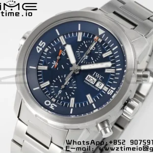 IWC  Aquatimer Chrono SS V6SF 1:1 Best Edition Blue Dial on SS Bracelet A7750 - Super Clone Watch | 1:1 Best Version