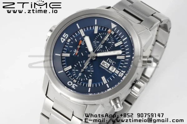 IWC  Aquatimer Chrono SS V6SF 1:1 Best Edition Blue Dial on SS Bracelet A7750 - Super Clone Watch | 1:1 Best Version