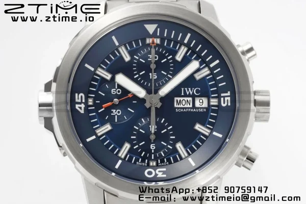 IWC  Aquatimer Chrono SS V6SF 1:1 Best Edition Blue Dial on SS Bracelet A7750 - Super Clone Watch | 1:1 Best Version