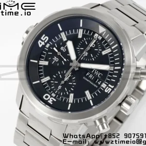 Aquatimer Chrono IW376804 SS V6SF 1:1 Best Edition Black Dial on SS Bracelet A7750 - Super Clone Watch | 1:1 Best Version