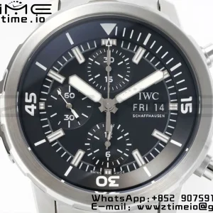 Aquatimer Chrono IW376804 SS V6SF 1:1 Best Edition Black Dial on SS Bracelet A7750 - Super Clone Watch | 1:1 Best Version