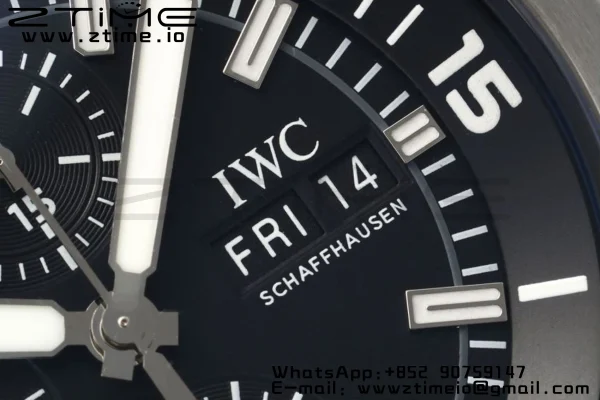 Aquatimer Chrono IW376804 SS V6SF 1:1 Best Edition Black Dial on SS Bracelet A7750 - Super Clone Watch | 1:1 Best Version
