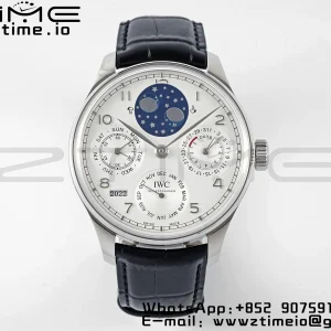 IWC Portugieser Perpetual Calendar IW503406 SS  APSF 1:1 Best Edition White Dial on Black Leather Strap A52610 Clone - Super Clone Watch | 1:1 Best Version