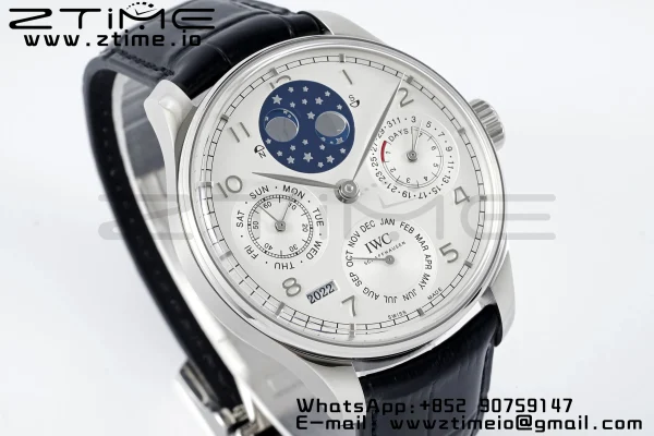 IWC Portugieser Ikuinen kalenteri IW503406 SS APSF 1:1 Best Edition White Dial musta nahkahihna A52610 Clone - Super Clone Watch | 1:1 Best Version