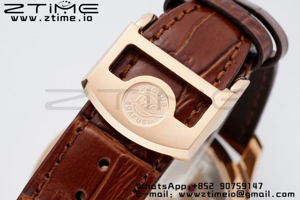IWC Portugieser Perpetual Calendar IW503302 RG APSF 1:1 Best Edition Cadran alb pe curea din piele maro A52610 Clone - Super Clone Watch | 1:1 Best Version