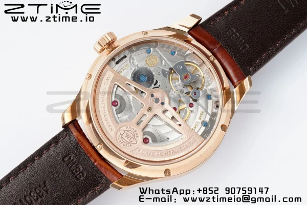 IWC Portugieser Perpetual Calendar IW503302 RG APSF 1:1 Best Edition Cadran alb pe curea din piele maro A52610 Clone - Super Clone Watch | 1:1 Best Version