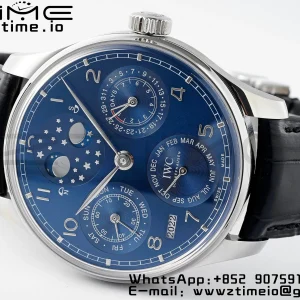 IWC Portugieser Perpetual Calendar IW503401 SS  APSF 1:1 Best Edition Blue Dial on Black Leather Strap A52610 Clone - Super Clone Watch | 1:1 Best Version