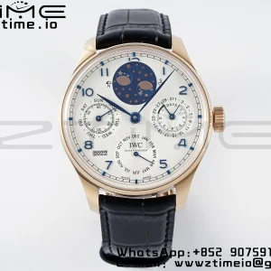 IWC Portugieser Perpetual Calendar IW503302 RG APSF 1:1 Best Edition White Dial on Black Leather Strap A52610 Clone - Super Clone Watch | 1:1 Best Version