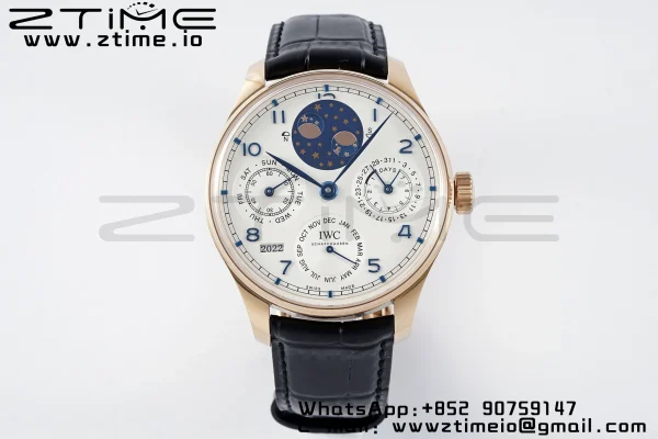 IWC Portugieser Perpetual Calendar IW503302 RG APSF 1:1 Best Edition White Dial on Black Leather Strap A52610 Clone - Super Clone Watch | 1:1 Best Version