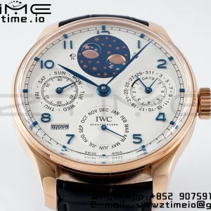 IWC Portugieser Perpetual Calendar IW503302 RG APSF 1:1 Best Edition White Dial on Black Leather Strap A52610 Clone - Super Clone Watch | 1:1 Best Version