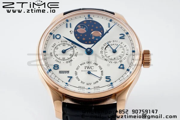 IWC Portugieser Perpetual Calendar IW503302 RG APSF 1:1 Best Edition White Dial on Black Leather Strap A52610 Clone - Super Clone Watch | 1:1 Best Version