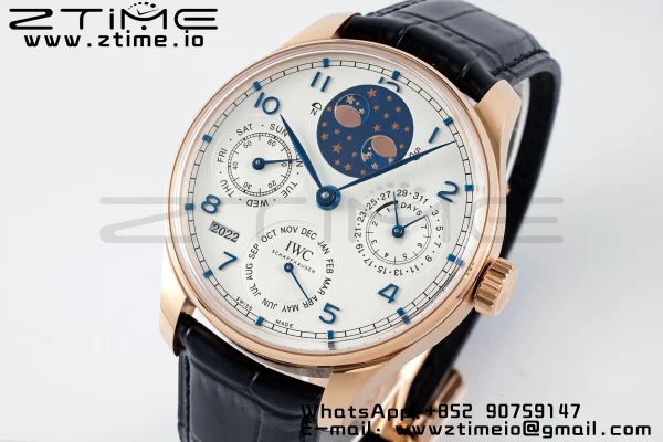 IWC Portugieser Perpetual Calendar IW503302 RG APSF 1:1 Best Edition White Dial on Black Leather Strap A52610 Clone - Super Clone Watch | 1:1 Best Version