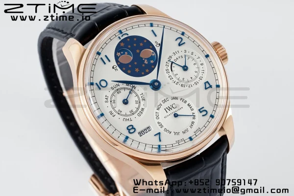 IWC Portugieser Perpetual Calendar IW503302 RG APSF 1:1 Best Edition White Dial on Black Leather Strap A52610 Clone - Super Clone Watch | 1:1 Best Version