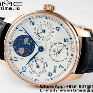 IWC Portugieser Perpetual Calendar IW503302 RG APSF 1:1 Best Edition White Dial on Black Leather Strap A52610 Clone - Super Clone Watch | 1:1 Best Version