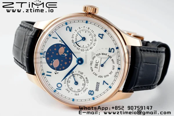 IWC Portugieser Perpetual Calendar IW503302 RG APSF 1:1 Best Edition White Dial on Black Leather Strap A52610 Clone - Super Clone Watch | 1:1 Best Version