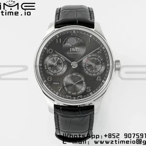 IWC Portugieser Perpetual Calendar IW503301 SS  APSF 1:1 Best Edition Gray Dial on Black Leather Strap A52610 Clone - Super Clone Watch | 1:1 Best Version