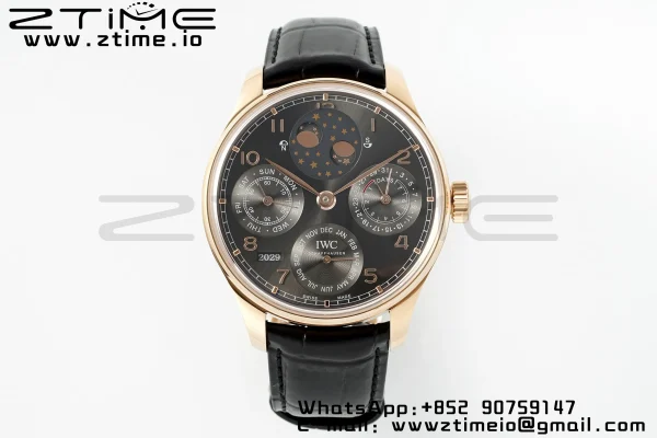 IWC Portugieser Perpetual Calendar IW503404 RG APSF 1:1 Best Edition Grå urskive på brun læderrem A52610 Clone - Super Clone Watch | 1:1 Best Version
