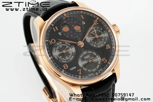 IWC Portugieser Perpetual Calendar IW503404 RG APSF 1:1 Best Edition Grå urskive på brun læderrem A52610 Clone - Super Clone Watch | 1:1 Best Version