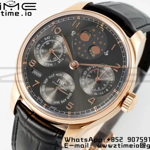 IWC Portugieser Perpetual Calendar IW503404 RG APSF 1:1 Best Edition Grå urskive på brun læderrem A52610 Clone - Super Clone Watch | 1:1 Best Version