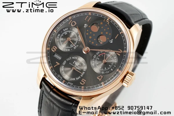 IWC Portugieser Perpetual Calendar IW503404 RG APSF 1:1 Best Edition Grå urskive på brun læderrem A52610 Clone - Super Clone Watch | 1:1 Best Version