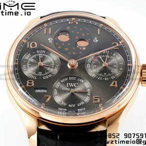 IWC Portugieser Perpetual Calendar IW503404 RG APSF 1:1 Best Edition Grå urskive på brun læderrem A52610 Clone - Super Clone Watch | 1:1 Best Version